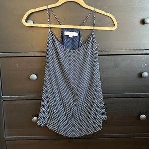 Loft size small-petite sleeveless tank, blue/white